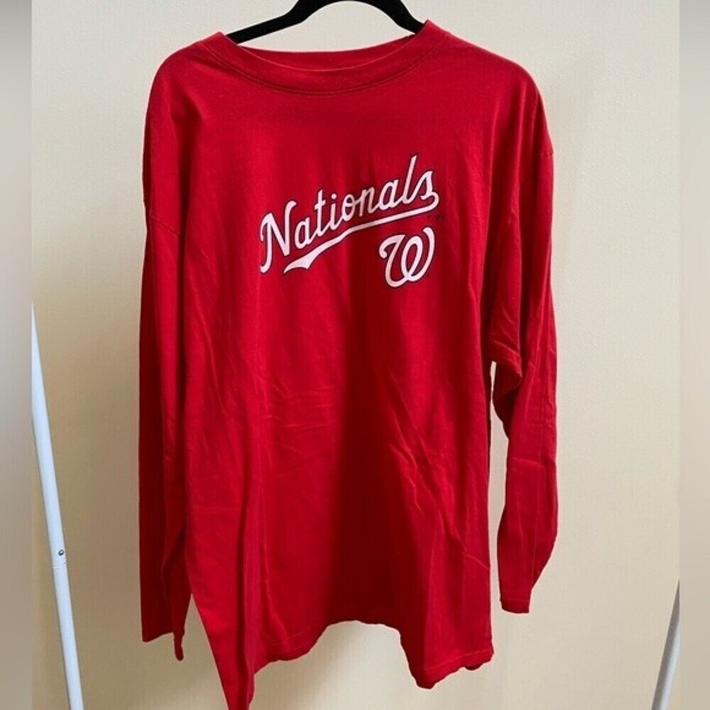 Washington Nationals Fanatics red long sleeve baseball tee, size 2XL - Picture 2 of 5